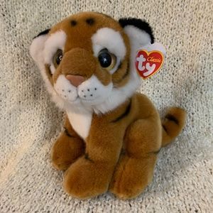 Ty plush tiger, 10 inches high, tags attached.